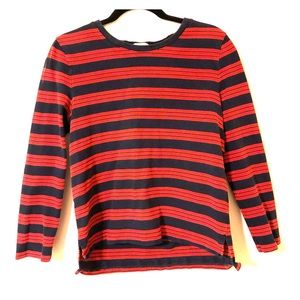 Blue and red striped long sleeve top